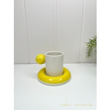 El Yapımı 9 Renk Draje Seri 4 Parçalı 2 Kişilik Kahve Fincan Takımı