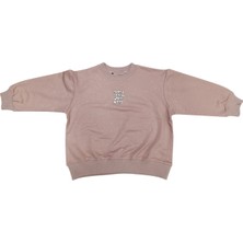 Kız Çocuk Today Yazılı Kendinden Simli Koyu Pudra Renk Sweatshirt