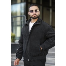Prifaldi Oversize Kadife Erkek Ceket Siyah