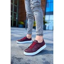 Cowien Premium Erkek Tarz Bağcıklı Sneaker Bordo