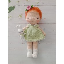 Uykucu Sevimli Bebek ve Tavşiği Amigurumi Organik Oyuncak