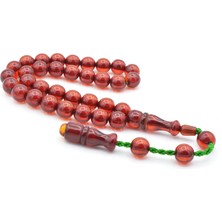 Sistemli Küre Kesim Günlük Boy Turuncu Sıkma Kehribar Tesbih 003