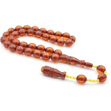 Sistemli Beyzi Kesim Günlük Boy Sarı Sıkma Kehribar Tesbih 001