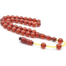 Usta Işi Sistemli Küre Kesim Çubuk Malzeme Sarı Sıkma Kehribar Tesbih 187