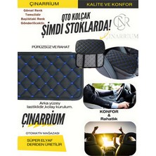 Çınarrium Pınaxar Deri Oto Kolçak Kılıfı Örtüsü Capitone Süngerli Mavi Nakışlı 30x20cm