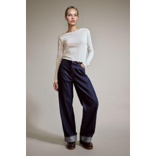DeFacto %100 Pamuk Wide Leg Geniş Bol Katlamalı Paça Jean Pantolon G2723AX25AU