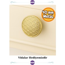 Lüks Altın Metal 40MM (4cm) Süslü Düğme Mutfak Çekmece Ufo Vestiyer Kulp Dolap Sarı Vidalı Kulbu