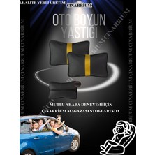 Çınarrium Tüm Araçlar Için Üniversal 2’li Oto Koltuk Boyun Yastığı Sarı Şerit Konforlu ve Şık