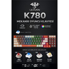 Leaven K780 Kablolu Mekanik Rgb Işıklı Klavye 78 Tuşlu Kompak ve Şık Tasarım Ingilizce Q Klavye Ev ve Ofis Klavyesi