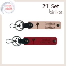 Miaju Tekvando Temalı Sevgiliye Kalıcı Hediye Kız Arkadaşa Isim Yazılabilir Anahtarlık, Yavru Ağzı-Kırmızı