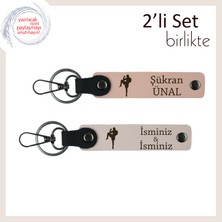 Miaju Boks Temalı Sevgiliye Güç Simgesi Hediyesi, Yazı Eklenebilir Kişisel Anahtarlık, Yavru Ağzı-Pudra