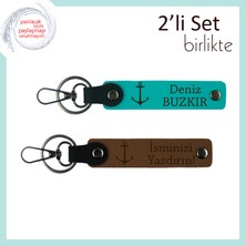 Miaju Kaptanlık Eğitimi Alan Gençlere Mezuniyet Hatırası, Gemi Figürlü Anahtarlık, Koyu Turkuaz-Açık Kahve