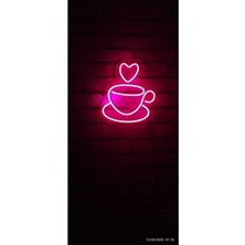 Erdem Neon Led Kalpli Neon LED Fincan 12 V Dekoratif Tasarım Love Coffee Neon LED