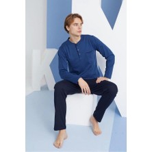 Erkek 9250 Erkek  Midi Yaka Pijama Takım