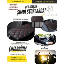 Çınarrium Pınaxar Renault Clio Iıı Hb 2005-2012 Deri Oto Kolçak Kılıfı Örtüsü Capitone Süngerli Kırmızı Nakışlı 30x20cm