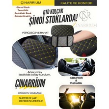 Çınarrium Pınaxar Opel Astra G  (1997-2005) Deri Oto Kolçak Kılıfı Örtüsü Capitone Süngerli Sarı Nakışlı 30x20cm