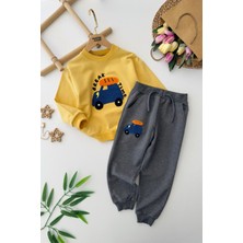 Miniğimin Cicileri Break Araba Panç Işleme Detaylı Renkli Erkek Çocuk takım - Sarı