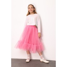 Le Mabelle Fuşya  Kız Çocuk Uzun Tül Etek - Mindy