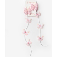 Le Mabelle Pembe  Kelebek İnci Sallantılı Kız Çocuk Toka