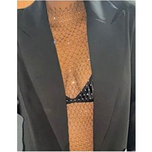 Kristal Taşlı File Crop Bluz