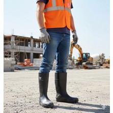 Techno Boots Poliüretan Soğuğa Dayanıklı Kısa Siyah Çizme