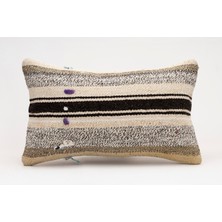 El Yapımı Kilimden Yapılmış Vintage Kırlent Kılıfı, Yün, 30X50 cm