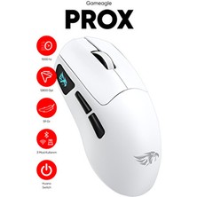 Prox Bluetooth-Kablosuz-Kablolu Şarjlı 12800 Dpı Hafif 59GR Gaming Mouse Oyuncu Mouse Beyaz