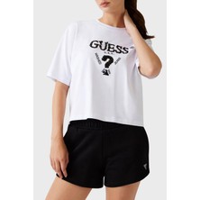 Guess Aurélie Kadın Beyaz Aktif Boxy Fit T-Shirt V4YI06I3Z14-G011
