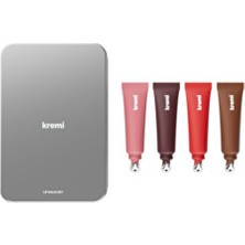 Kremi Lip Balm Set 4 Metal Kutu I Kırmızı I Kahve I Nude I Bordo I Nemlendirici I Dudak Parlatıcı