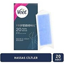 Veet Professional Badem Yağlı Ağda Bantları 20 Adet Hassas Ciltler için 28 Gün Pürüzsüzlük