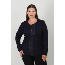 Lanze Penye Bluz Taşlı ve Deri Detaylı 1501