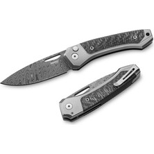 Lionsteel Twain Damascus - Gray Titanium / Carbon Fiber Çakı