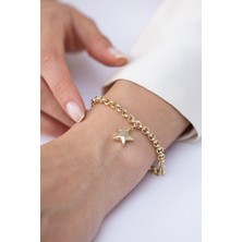 Altın Yıldız Charm 14 Ayar Altın Bileklik