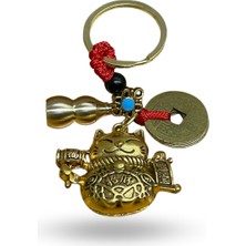 Büro Ev Ofis Hediyesi Için Metal Tarz Bereket Şans Kedisi Anahtarlık