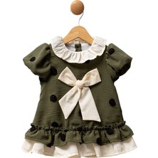 Celira Yeşil Bebek Elbise Puantiyeli Fiyonk Detaylı 3-18 Ay