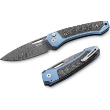 Lionsteel Twain Damascus - Blue Titanium / Carbon Fiber Çakı