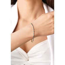 Fiyonk Kuyumculuk 14 Ayar Altın Safir Taşlı Modern Bileklik