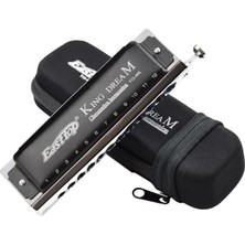 East Top T1248K Harmonica / Bakır Gövde 12 Delikli Gümüş-Siyah Renk Pompalı Kromatik Mızıka