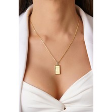 Fiyonk Kuyumculuk 14 Ayar Altın Külçeli Desenli Küp Zincir Kolye 1,05 mm