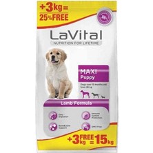 LaVital Maxi Puppy Kuzu Etli Yavru Köpek Maması 12 Kg + 3 Kg 2-15 Aylık Büyük Irk İçin