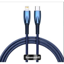 Baseus Glimmer Series Mavi CADH000003 1mt 20W Type-C To Lightning Şarj Kablosu Örgülü