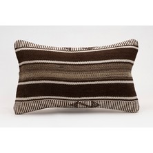 El Yapımı Kilimden Yapılmış Vintage Kırlent Kılıfı, Yün, 30X50 cm