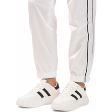 Aspor Beyaz Siyah Yüksek Taban Bağcıklı Unisex Sneaker