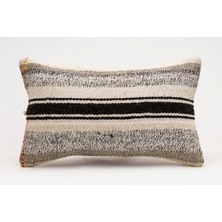 El Yapımı Kilimden Yapılmış Vintage Kırlent Kılıfı, Yün, 30X50 cm