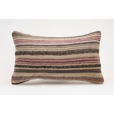 El Yapımı Kilimden Yapılmış Vintage Kırlent Kılıfı, Yün, 30X50 cm