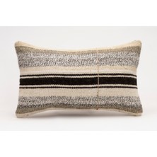 El Yapımı Kilimden Yapılmış Vintage Kırlent Kılıfı, Yün, 30X50 cm