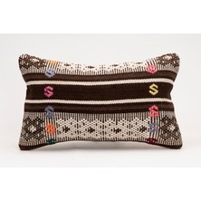 El Yapımı Kilimden Yapılmış Vintage Kırlent Kılıfı, Yün, 30X50 cm