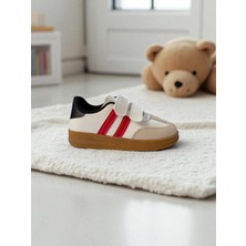 Unisex Rahat Tabanlı Hafif Esnek Ortopedik Cırtlı Günlük Çocuk Sneaker Spor Ayakkabı - Beyaz-Kırmızı