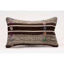 El Yapımı Kilimden Yapılmış Vintage Kırlent Kılıfı, Yün, 30X50 cm