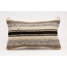 El Yapımı Kilimden Yapılmış Vintage Kırlent Kılıfı, Yün, 30X50 cm
